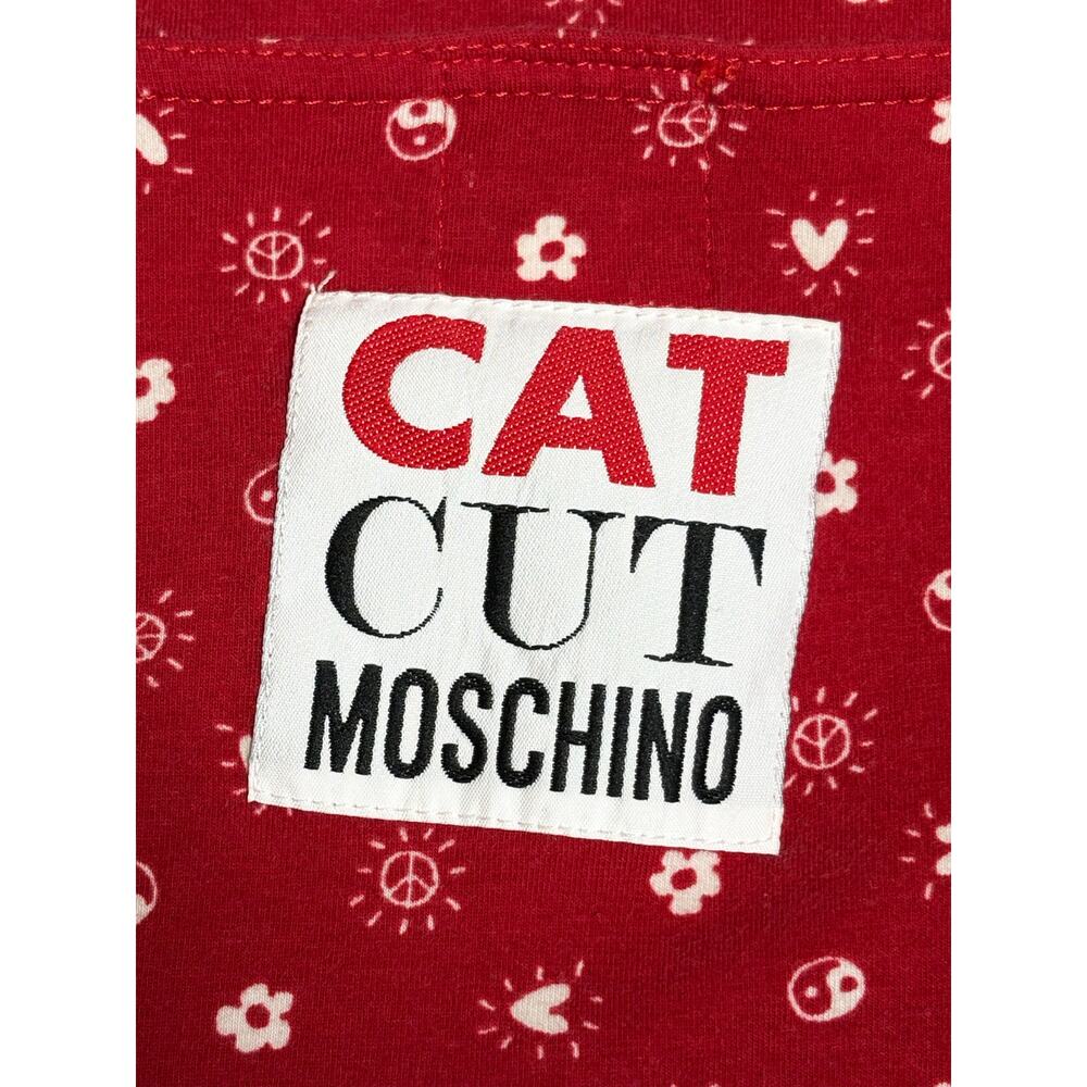Moschino Vintage 90s Heart Yin Yang Peace Floral Red T-Shirt Mini Dress 40 IT - Picture 4 of 9